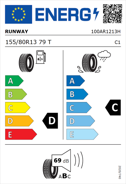 Tyre Label for Runway Enduro 726 155/80R13 79T